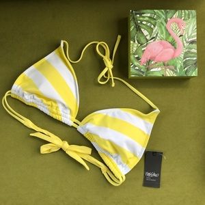 Mossimo Lemon Yellow and White Striped bikini top